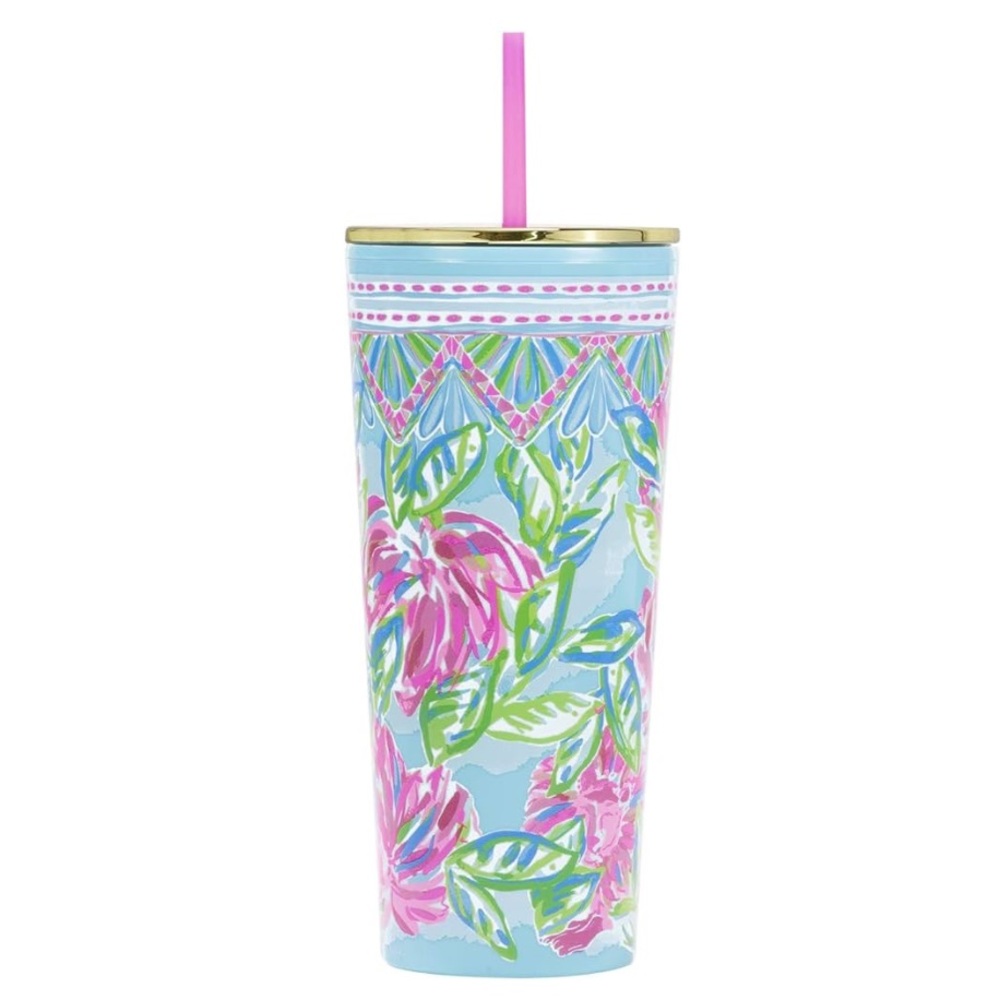 Lilly Pulitzer Double Wall Tumbler with Lid and Straw